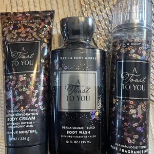 Bath & Body Works A Toast To You Black Sequin Body Wash & Care Set